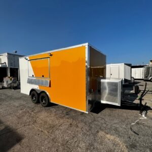 a yellow and white trailer