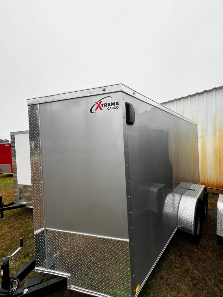 a trailer parked in a field